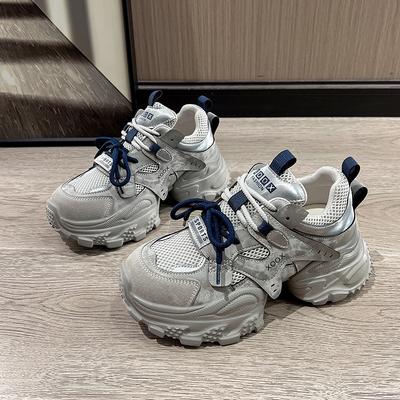 Папины кроссовки для девочки 2025 лето новые популярные кожаные мягкая подошва легкие модные универсальные с увеличением роста удобные повседневные кроссовки