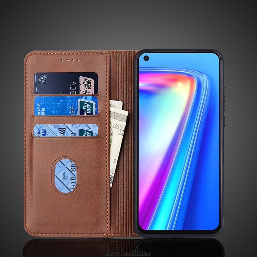 Magnetic Attraction Leather Case for OPPO Realme 7 / Realme Narzo 20 Pro Holster Flip Cover Case Wallet Phone Bags Fundas Coque