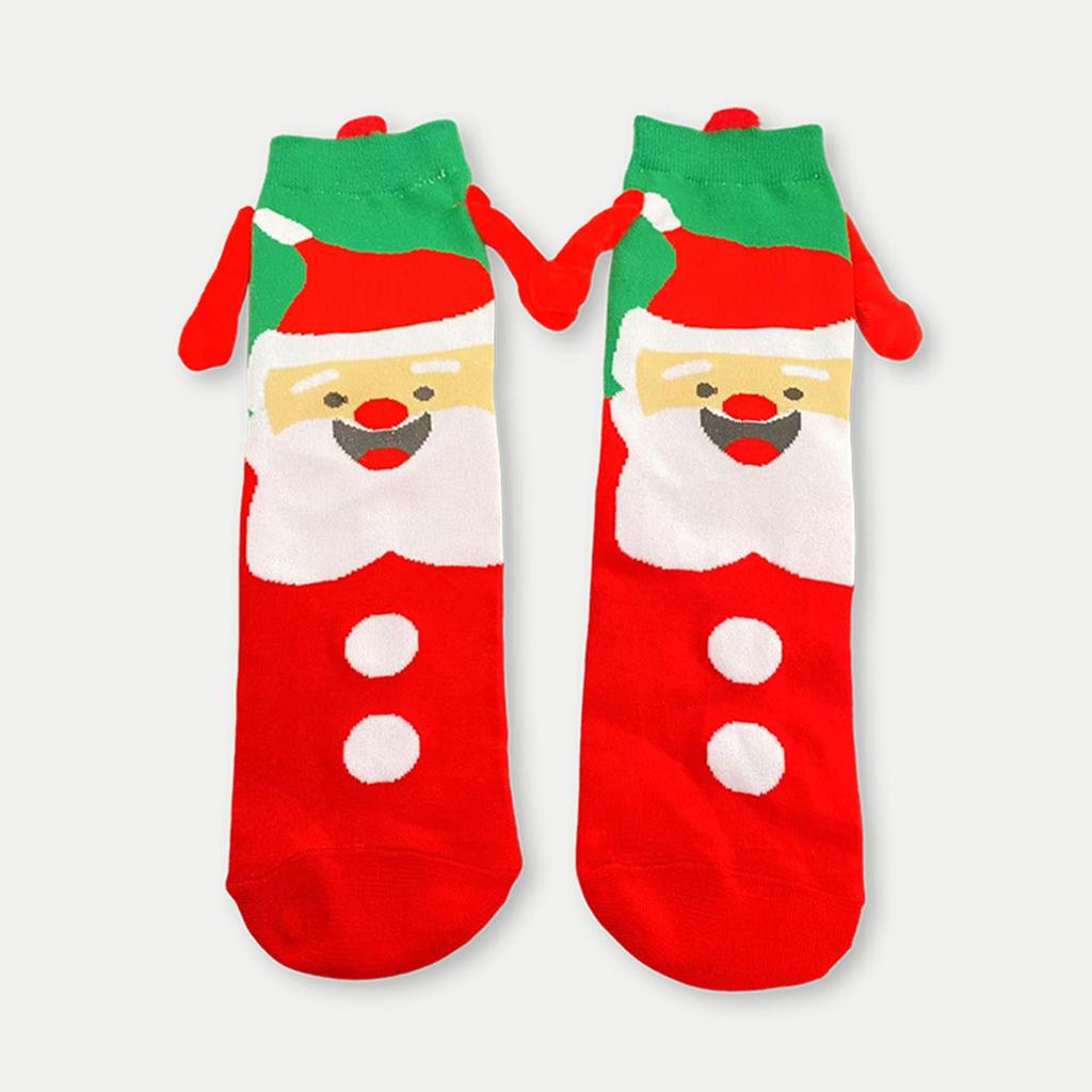 Женские магнитные носки «Рука в руке», носки средней длины, модные мультяшные рождественские носки