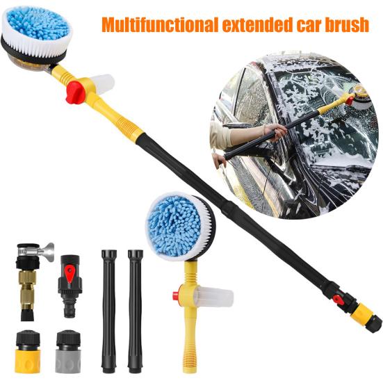 Автоматическая вращающаяся выдвижная щетка для мойки автомобиля с длинной ручкой, вращающаяся на 360 градусов швабра, автоматически пенится, комплект для мойки автомобиля