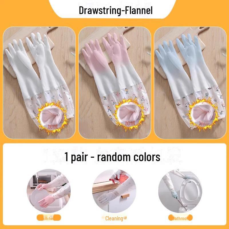 Women's Waterproof Winter Dishwashing Gloves: Durable, Velvet-Lined Rubber for Kitchen, Laundry, and Housework