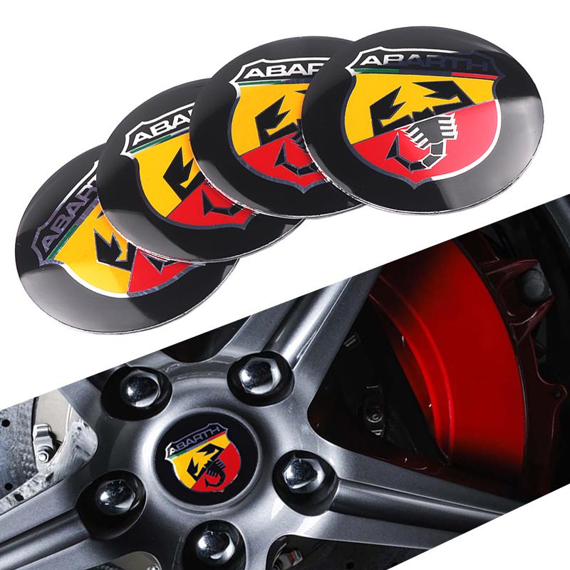 GGBFQ1 4PCS 56MM Car Wheel Center Hub Cap Rim Sticker Scorpion Decal Accessories For Fiat 500 Abarth Uno 600 Cross Fiorino Grande Panda