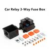 24V 3-Way Fuse Relay Box with 5-Pin 40A Relays and Fuses For Car Truck