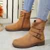 Womens Classy Elegant Ankle Boots Adjustable Buckled Bands Side Zip Heels Booties Autumn Vintage Boots for Women