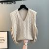 Женский вязаный жилет с V-образным вырезом, без рукавов, свитер, свободный пуловер, женский осенне-зимний джемпер, топы