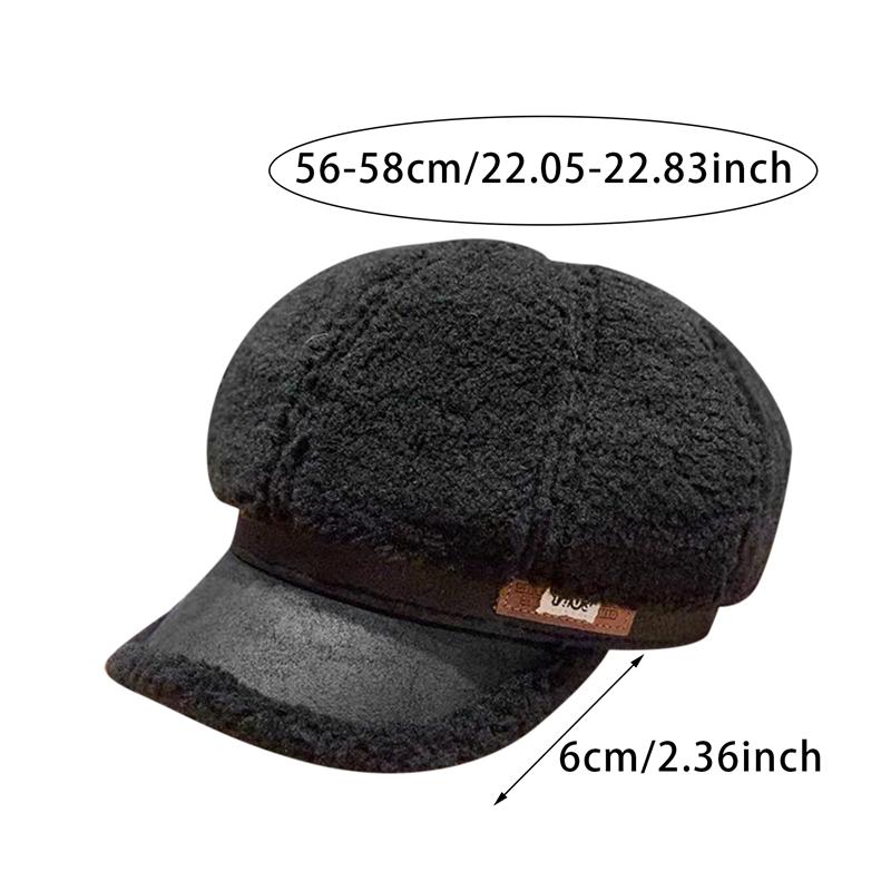 Autumn And Winter Women's Thick Octagonal Hat With Added Velvet Winter Warm Duckbill Cap Casual Sboy Hat
