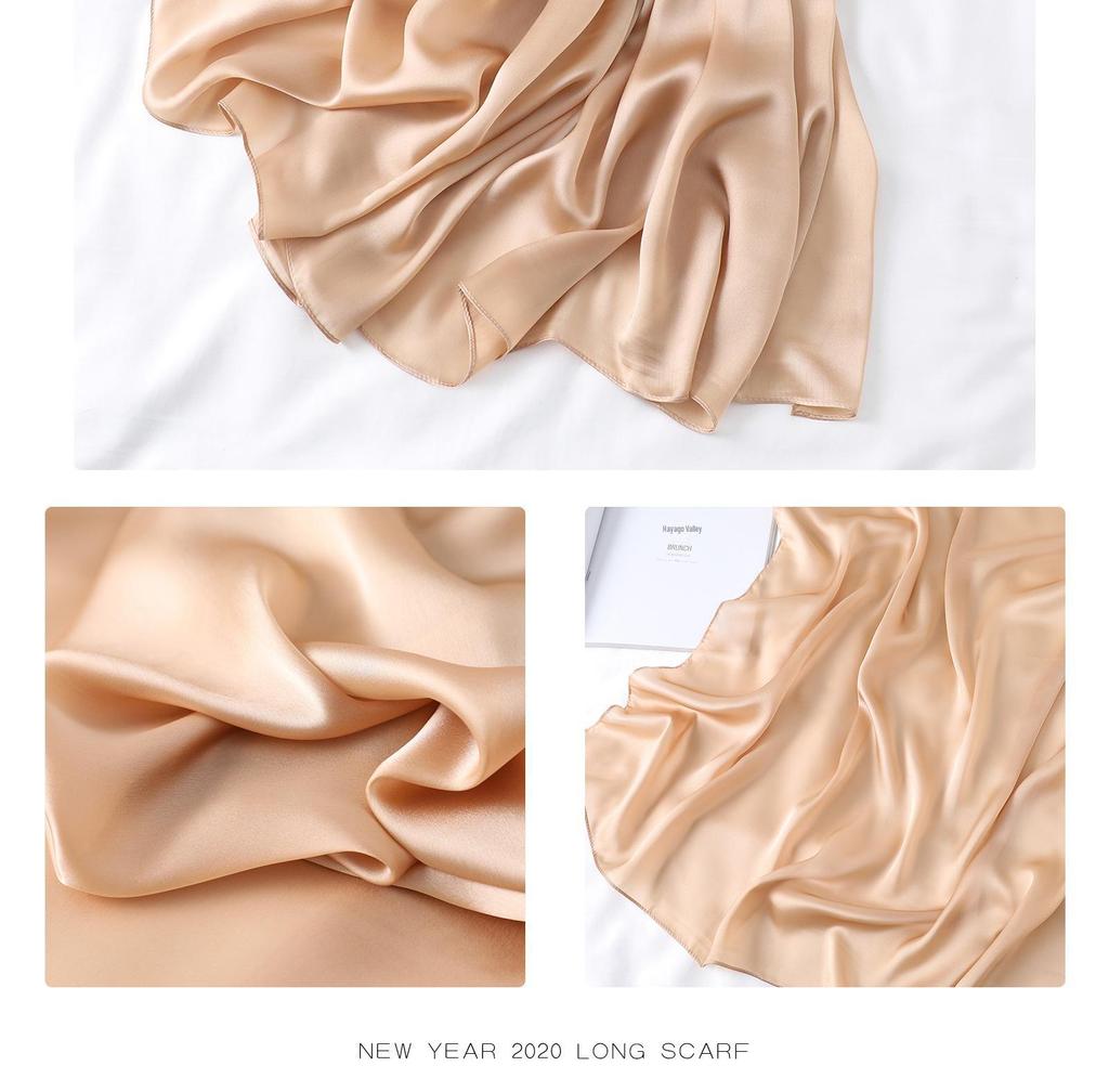 Women's Extra Long Monochrome Silk Scarf - Perfect Sunshade Shawl for Spring, Summer, and Autumn Travel