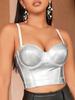 Rose Beauty A Solid Leather Look Бюстье Корсет Топ Crop