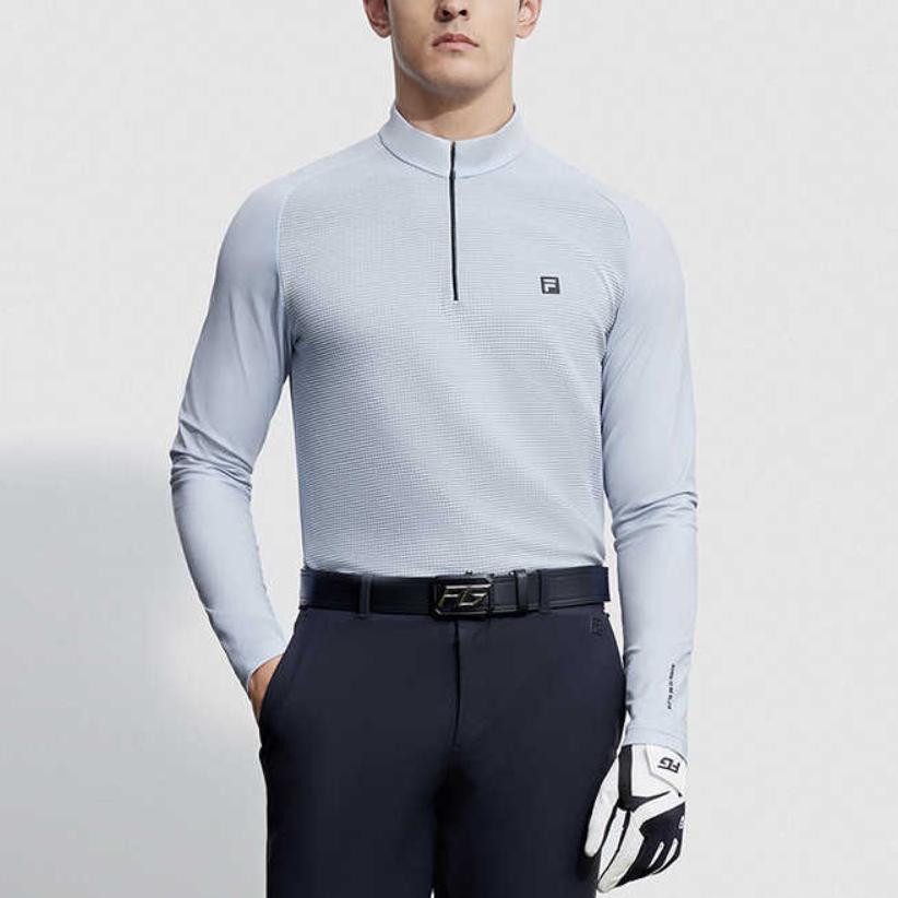 Fila Однотонная футболка-поло с воротником для гольфа Elite с длинным рукавом, мужской топ, средне-серый A11M345210F-GY