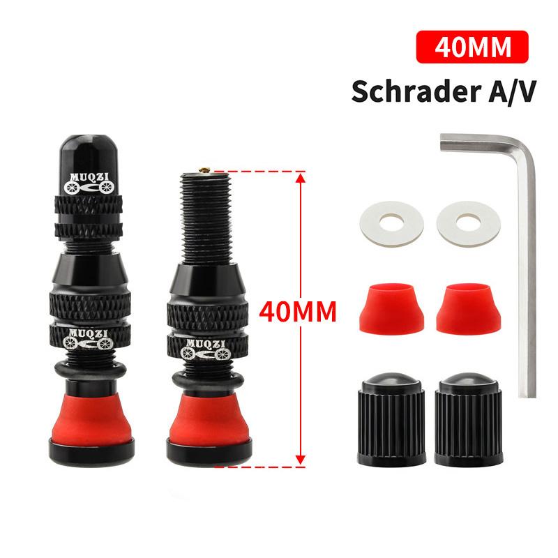 MUQZI 2PCS Bike Schrader Valve 60mm Tubeless Tire A/V Valve CNC Nipple Wheel Valve For MTB Road Bicycle Tubeless Rim Accessories
