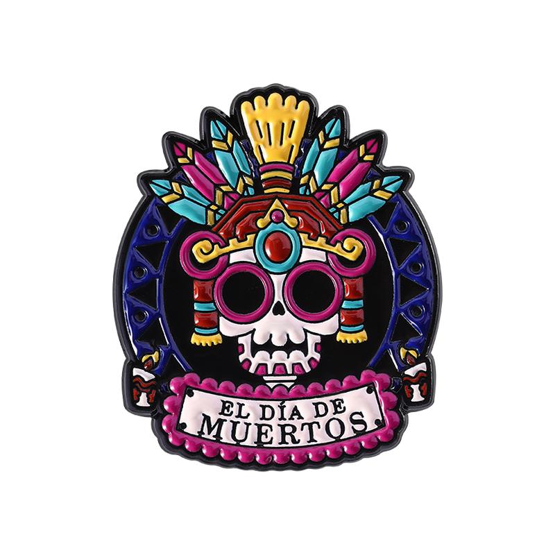 День Мертвых Скелет Кошка Катрина Эмалевые Значки De Los Muertos Мексиканский Фестиваль Броши Значок на Лацкан Украшения Подарки для Друзей