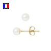 Compagnie Générale Des Perles - Genuine Cultured Pearl Earrings 5-6 Mm 18 Cts Yellow Gold Safety System - Women's Jewelry
