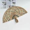 Handmade Straw Weaving Fan Natural Sea Grass Raffia Hand Fan Semicircular Woven Palm Leaf Handheld Fan Summer Cooling Fan Wedding Party Decoration