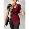 YYFS Женские модные повседневные летние весенние блузки и рубашки с v-образным вырезом и короткими рукавами с леопардовым принтом
