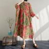 2025 Новое летнее женское длинное платье больших размеров с винтажным принтом, льняное повседневное свободное платье с цветочным принтом макси