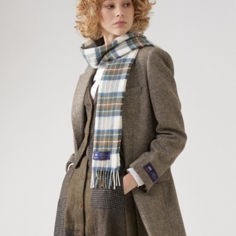 ABRAHAM MOON Шарф из мериносовой шерсти 25 см - Приглушенный синий Стюарт