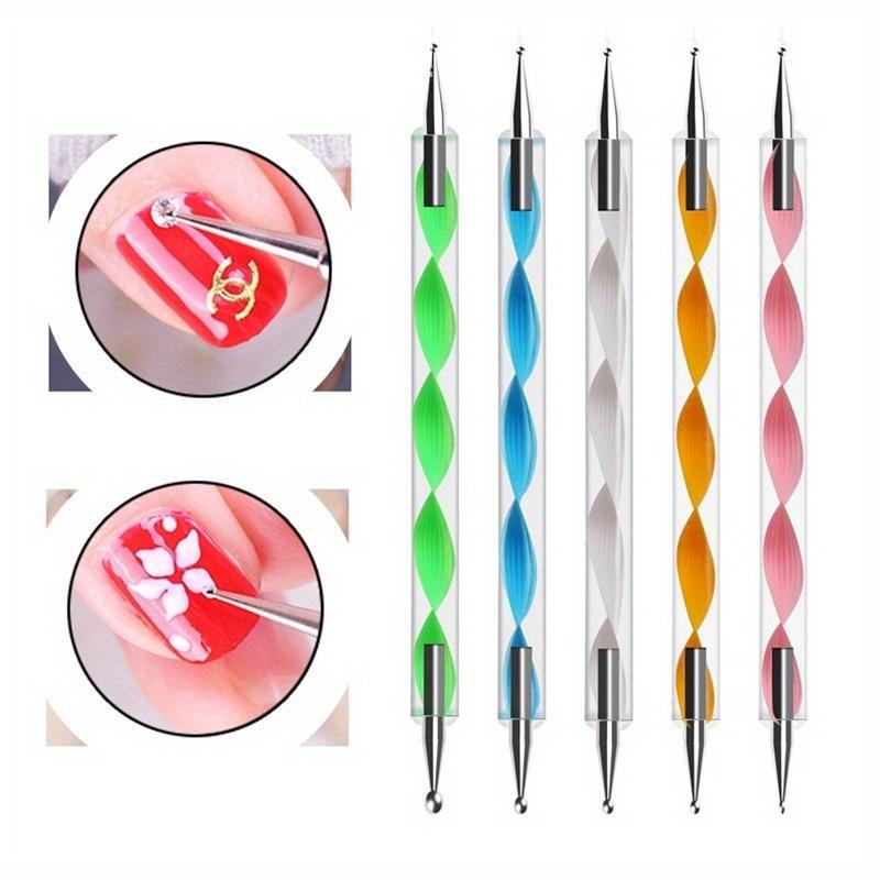 Acrylic Double Head Nail Nail Pencil Double Head Screw 5 Trinkets Dot Drill Nail Polish Glue Dot Paint Bead Sketch Dot Pen