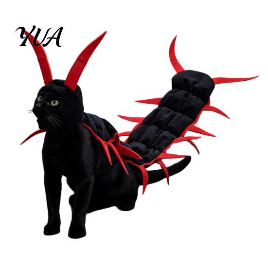 Funny Pet Costume 2Pcs Centipede-Look Cat Costumes, Halloween Cosplay Outfit, 3D Outfits for Dogs Multi-Leg Insect Apparel Cats, Parties, Photos