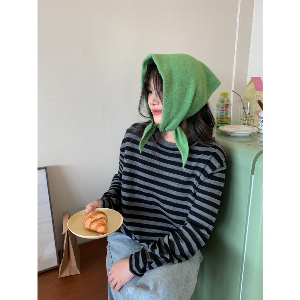 Шерстяной Темперамент, Треугольный Шарф против старения, Вязаная Маленькая Шаль для Женщин на Осень и Зиму, Универсальная Корейская Версия, Завязывается и Носится на Плечах