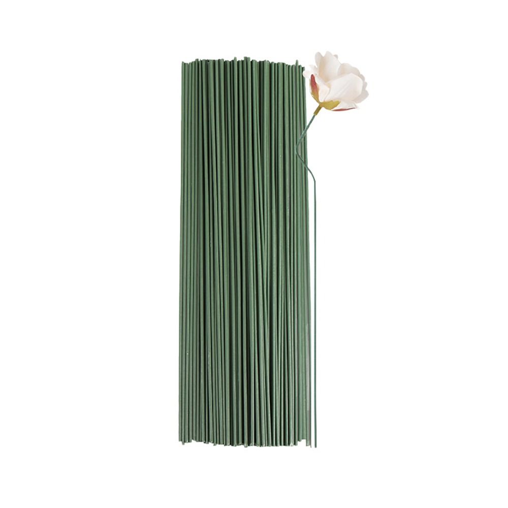 100Pcs/lot 15/20/25/30/40cm Artificial Green Flower Stems DIY Floral Material Wire Stem Handmade Flexible Iron