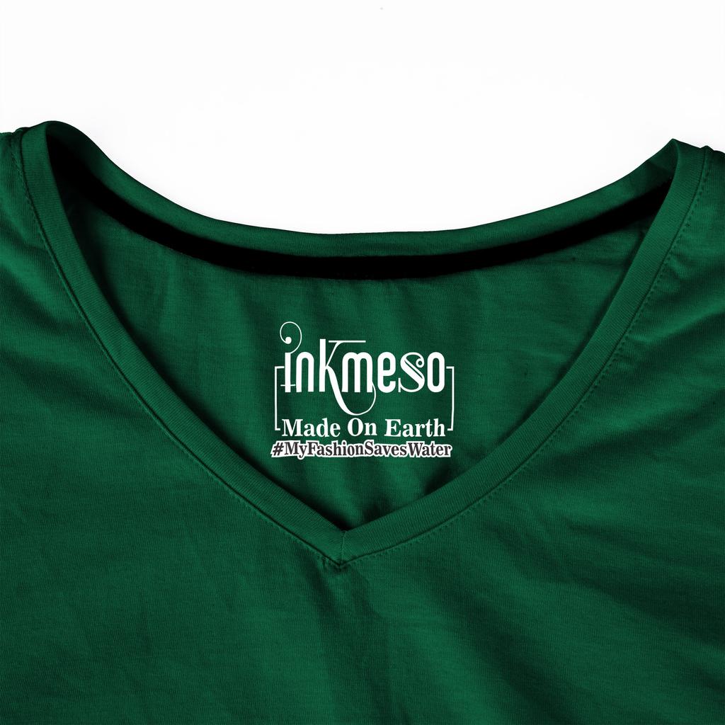 Inkmeso Футболка с V-образным вырезом, мужские базовые рубашки, повседневная хлопковая футболка с коротким рукавом