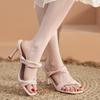2025 Summer Square Head Open-toed Thin Soft Soled Slippers One-line Sandals Women Shoes Versatile High Heels