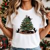 Christmas Black Cat Tree T-Shirt - Cat Lovers Holiday Xmas Tee Top