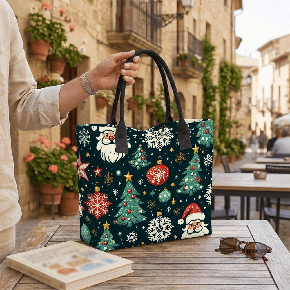 Christmas Printed Tote Bag Fashion Large Capacity Handbag for Holiday Use