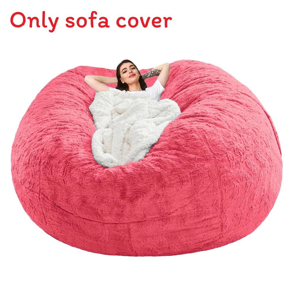 Solid Color Large Soft Plush Portable Living Room Lazy Sofa Cover Bean Cover Bag