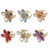 Women Girl Luxury Single Shine Big Flower Crystal Ring Fairy Ring Open Adjustable Rhinestone Flower
