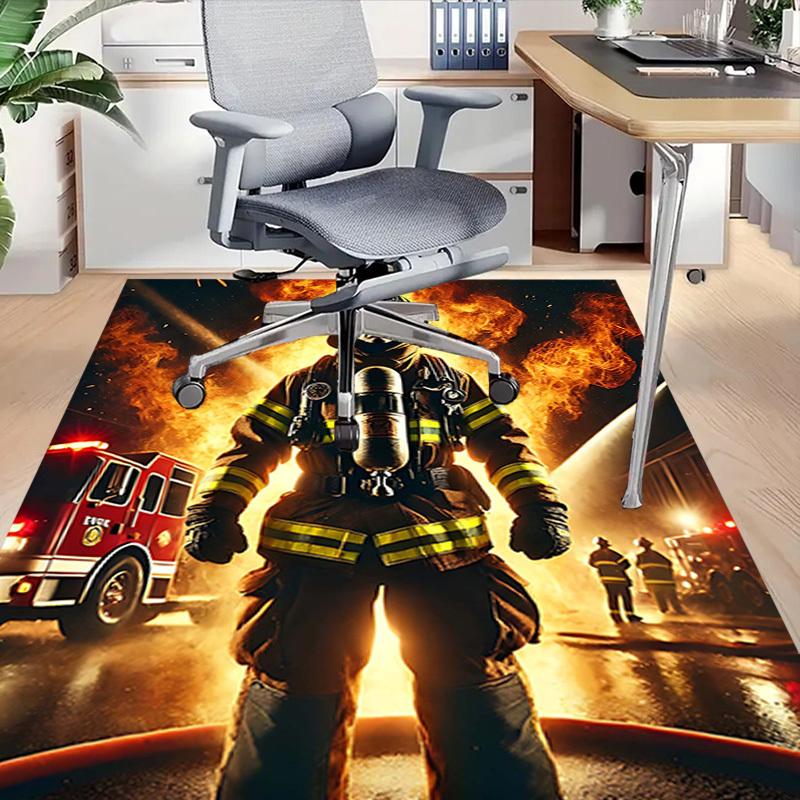 1PC firefighter firetruck Non-Slip Floor Carpet Compatible for Office&Living Room&Bedroom&Dining room - Flat-Weave Machine-Washable Rectangular-W233