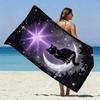 Gothic Moon Black Cat Star Beach Towel Patterned Sunscreen And Windproof Suitable For Swimming Pool Camping Travel
