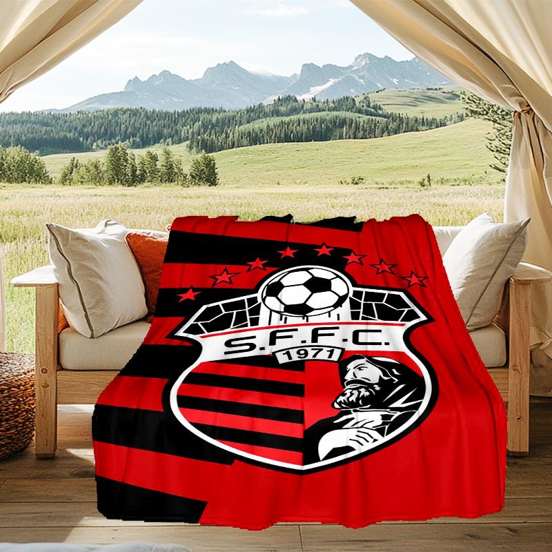 1PC Soccer Team Crest Design Printed Soft Flannel Blanket Throw for Adult Bedroom Living Room Sofa Camping Travel Fan gifts Christmas Gifts
