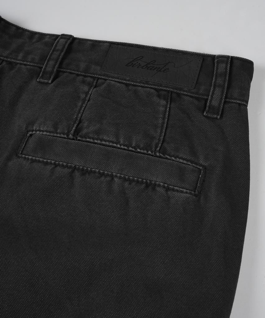 BIRBANTE Garment-Washed Cargo Chino Pants - Black