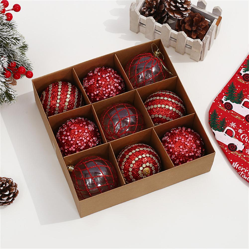 8CM 9Pcs Christmas Ball Ornament Christmas Tree Holiday Decoration Home Christmas Decoration Accessories