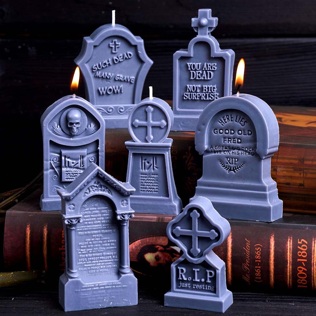 3D Рельефный Крест-надгробие Свеча Форма Много Стилей DIY Хэллоуин Череп Мыло Силиконовые Формы Гипс Смола Поделки Изготовление Домашний Декор