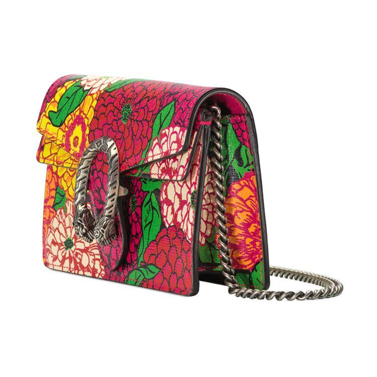 Gucci Dionysus Tiger Head Buckle Ken Scott Print Chain Leather Mini Shoulder Bag Women shoulder bag Rose-Pink Multicolor 476432-UAF0N-8464