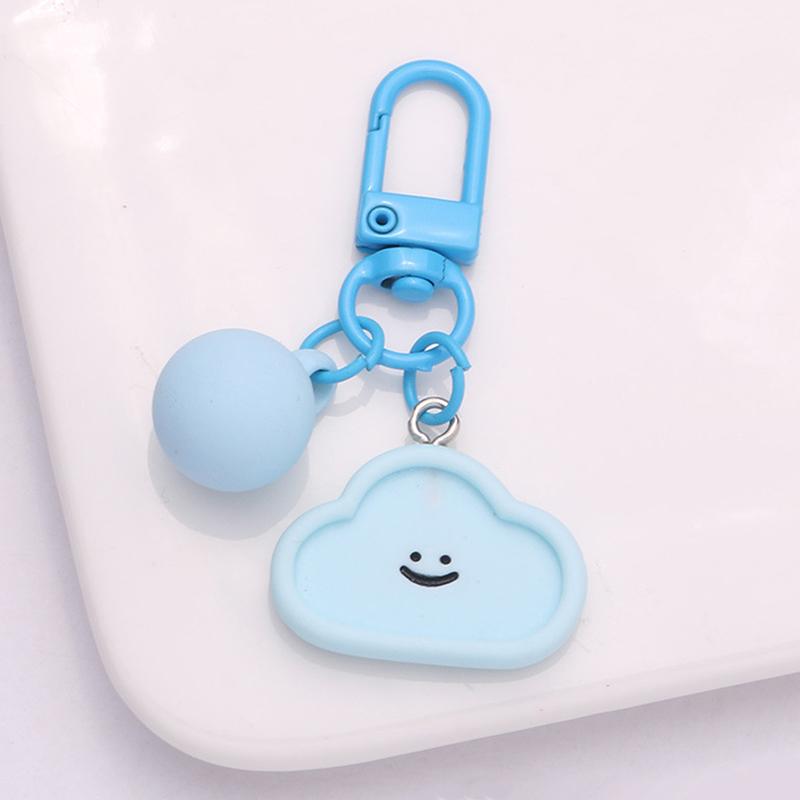 Cute Smiling Face Resin Keychain Heart Flower Cloud Bag Pendant DIY Accessories Candy Color Key Chains Decoration Jewelry