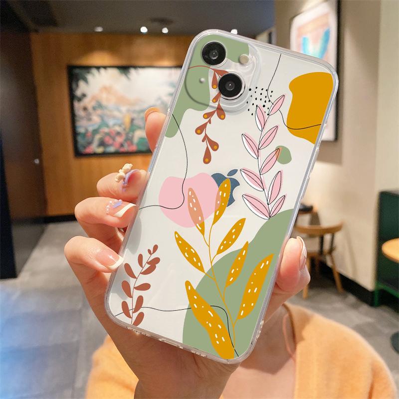 Для iPhone 15 16 14 13 12 mini 11 Pro Max XS X XR SE 7 8 Plus Силиконовый Прозрачный Чехол Милый Мультяшный Конфетный Расписной Чехол для Телефона