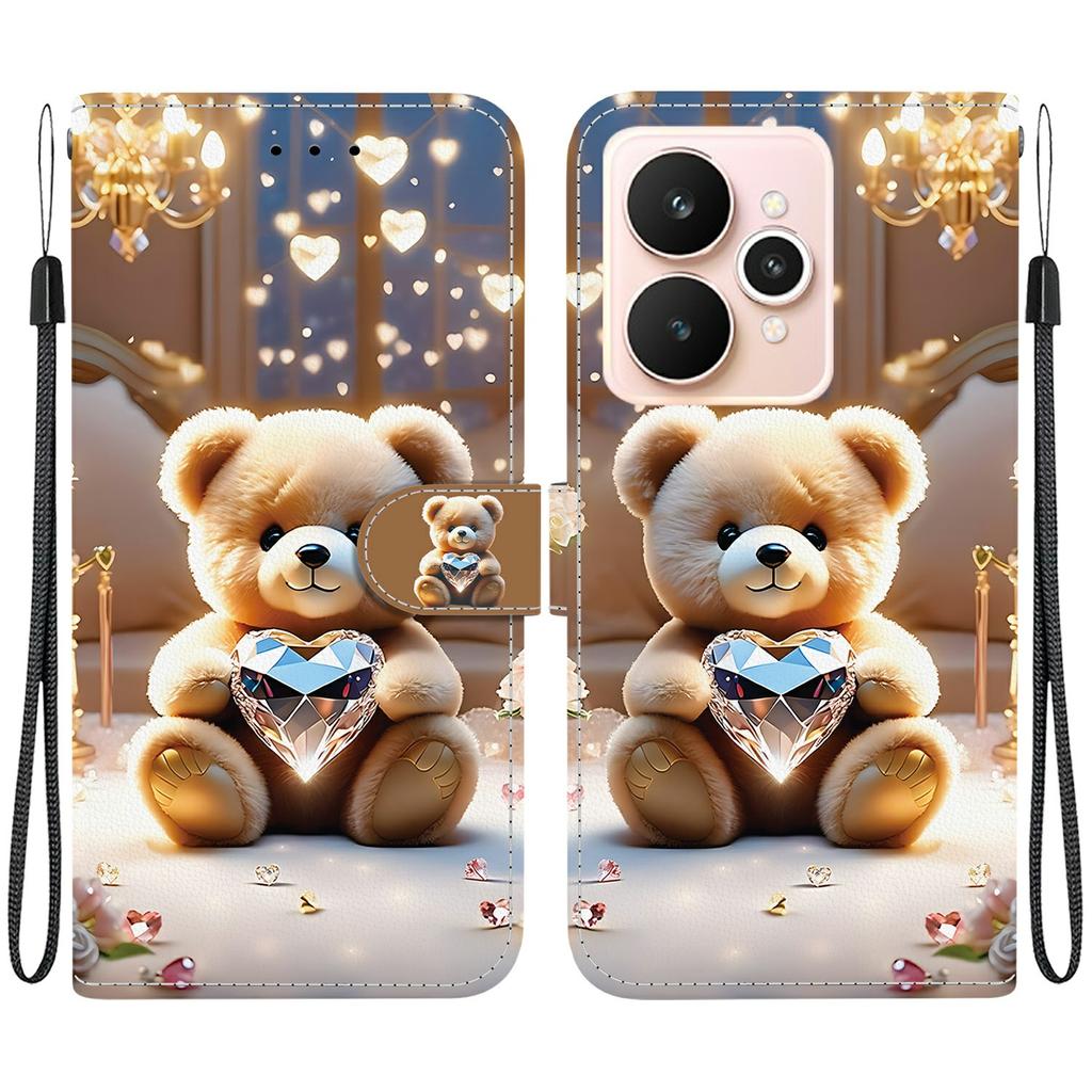 For Realme 15 Pro 5G/15 5G Leather Case Stand Wallet Pattern Printing Phone Cover with Wrist Strap