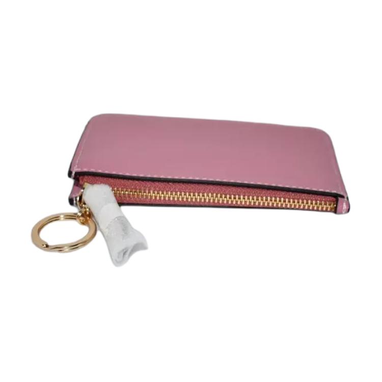 Coach Кошелек для ключей Однотонный На молнии Кожаный Кошелек Чехол для ключей Держатель для карт Женские кошельки Розовый C7957G-IMPO