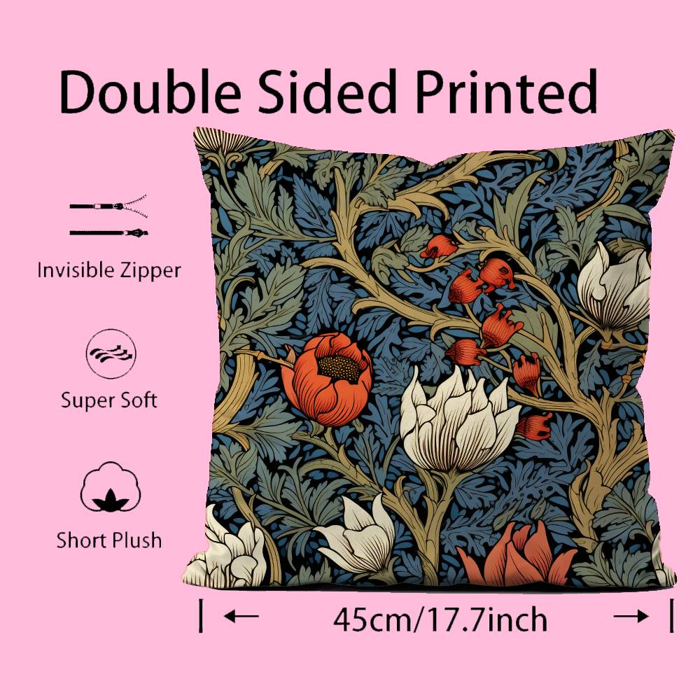 William Morris Floral Pillow Case Pattern Printing Pillowcase Living Room Sofa Cushion Cover Bedroom Room Decor