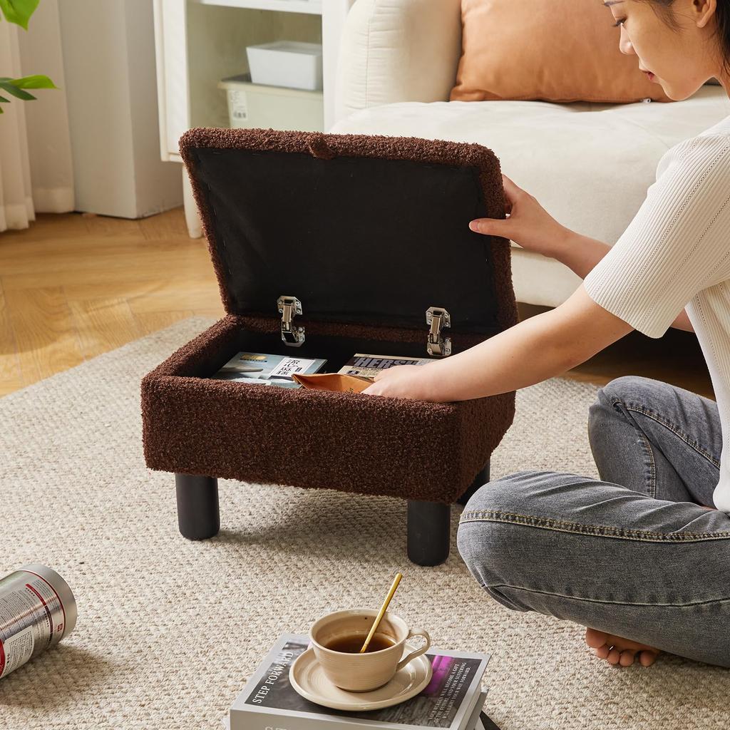 Пуф для хранения Aibiju из массива дерева, с безопасными петлями, подходит для гостиной и ножек кресла/стола Teddy, бархатный, пуф с высокой упругостью,