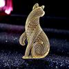 Female Fashion Crystal Cute Cat Brooches For Women Luxury Yellow Gold Silver Color Alloy Animal Brooch Safety Pins