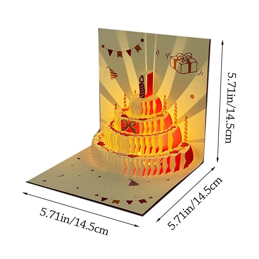Music Light Happy Birthday Card 3D Message Card Musical Light Greeting Card Party Party Supplies