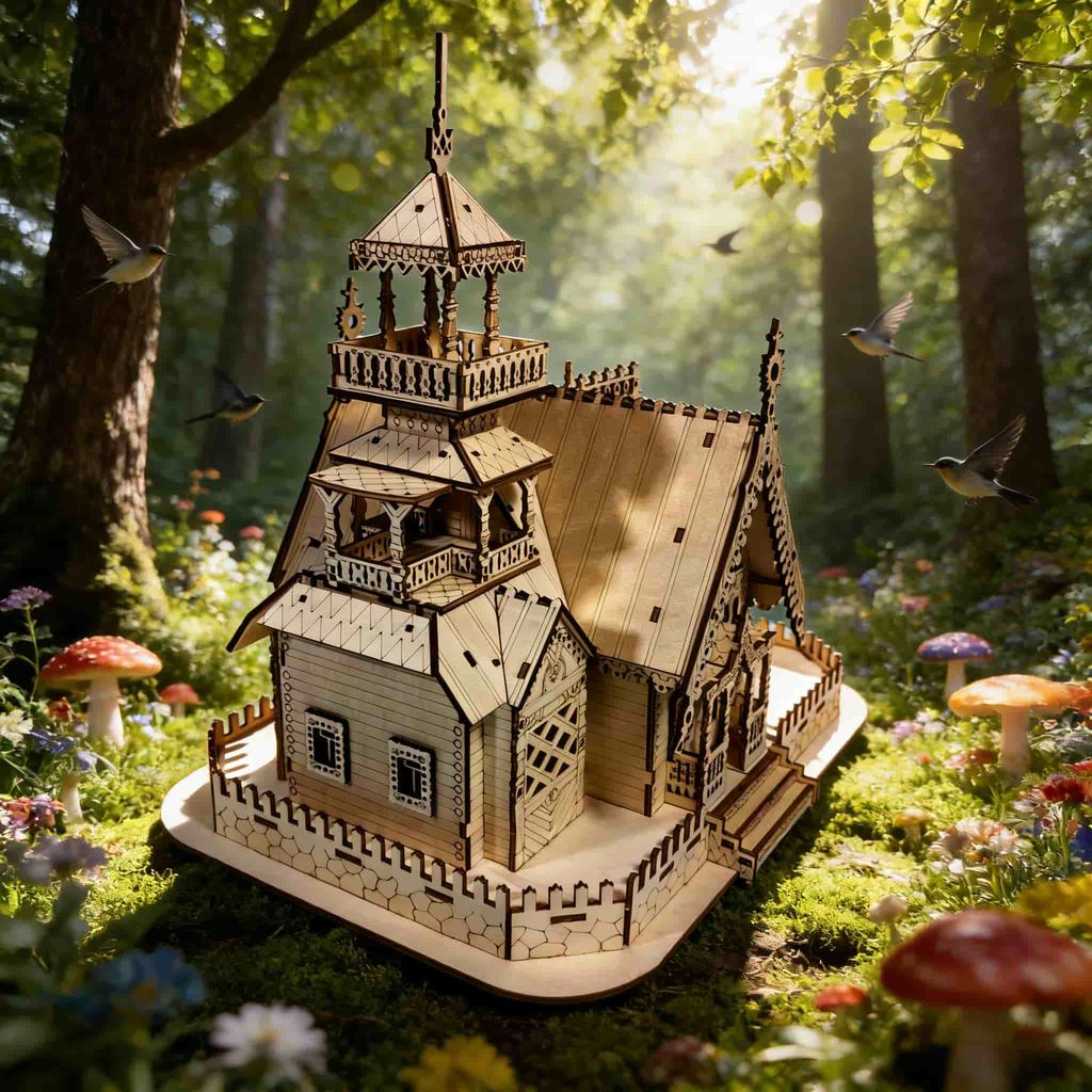 3D деревянный домик-пазл Сделай сам Миниатюрный набор Ручная работа Подарок Декор для дома Подарок на день рождения / День святого Валентина