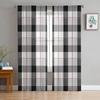 Black Grey Plaid Tulle Curtains For Living Room Bedroom Modern Chiffon Sheer Kitchen Curtains