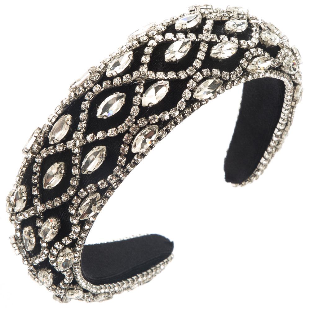 European-American Luxury Baroque Rhinestone Headband - Wide Edge & High-End Hairpin Accessory