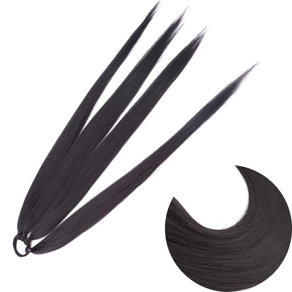 MISS WIG Ponytail Extensions Synthetic Boxing Braids Wrap Around Tail with Rubber Band Hair Ring 26 Inch DIY Brown Ombre Braid