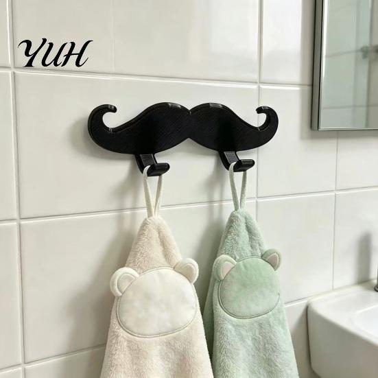 Practical Wall Mounted Razor Rack 3D Printed Beard Shaped Hook, Self?Adhesive Creative Bathroom Easy Installation Adhesive Hook Hanger for